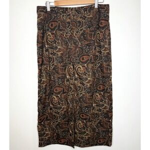 Y2K Paisley Chocolate Brown Maxi Skirt 12 Boho Neutral Fall Office Old Money Lon